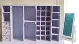 Handmade Miniature Dollhouse Wardrobe & Full-Length Mirror Set 1/6 1/8 Scale