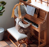Craftuneed Miniature Dollhouse 1:6 Scale Wooden Upright Piano with Matching Stool Doll Furniture