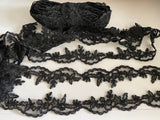 Craftuneed Bundle 13.3 Meters black floral lace trim sew on embroidered tulle dress lace trimming for Sewing