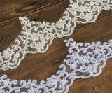 10 Yards Floral Lace Trim – White or Ivory Embroidered Tulle Lace for Bridal Sewing DIY