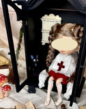 1:6 scale Dollhouse Gothic Wardrobe Handmade Miniature Wooden Cabinet Closet