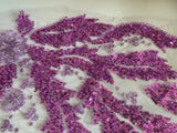 Craftuneed Bundle 2Pcs Luxury Lilac Purple Sequin Lace Applique Beaded Floral Embroidered Patch for Dressmaking, Bridal, Dancewear