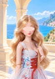 Handmade 1:6 Scale Doll Dress Miniature Romantic Floral Lace Gown with Red Corset