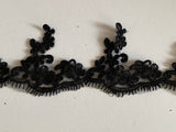 Craftuneed Bundle Black Eyelash Style Lace Trim Sew On Embroidered Floral Tulle Lace Trimming for Sewing DIY