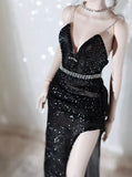 Handmade Sparkly Evening Doll Gown Evening Dress with Necklace 1/6 1/4 1/3 scale