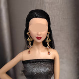 Set of 6 Pairs Doll Statement Earrings Handmade Miniature Rhinestone Jewellery 1:6 Scale