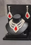 Set of 3 Miniature Doll Jewellery 1:6 Scale Red Rhinestone Necklaces Earrings Handmade