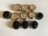 Craftuneed Bundle 11pcs 3D black rainbow sew on floral jacket coat circle shank buttons 3.2cm diameter