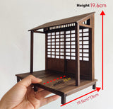1:12 Scale Japanese Dollhouse Front Handmade Miniature Wooden Facade Shoji Screen Diorama