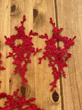 5pcs Wine Red Floral Lace Appliques Embroidered Flower Burgundy Lace Motifs Patches