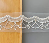 Ivory Beaded Sequin Lace Trim 3 Yards Floral Bridal Wedding Sewing Material