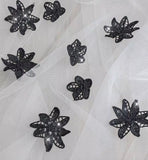 50pcs Black Floral Sequin Lace Applique Embroidered Flower Motif Patches For Sewing DIY