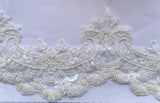 6 Yards Ivory Beaded Bridal Lace Trim Sequined Lace Edge for Wedding Dress Veil
