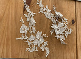 5pcs Floral Embroidered Lace Applique Bundle Ivory White Lace Motif Patches