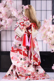 Handmade Doll Cherry Kimono Outfit with Obi and bag Japanese Style Doll Clothing 1/6, 1/4, 1/3