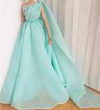 Handmade 1:6 Scale Greek Style Doll Dress Miniature Chiffon Couture Gown with Beaded Bodice