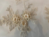 Craftuneed Job lot 6pcs lighter champagne 3D lace applique sew on double layer floral lace motif patch