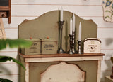 Craftuneed 1:6 Scale Dollhouse Fireplace Mantel Rustic Green Cream Victorian Style Miniature Wooden Hearth Furniture