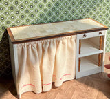 1:6 Scale Dollhouse Kitchen Furniture Miniature Vintage Style Sink Counter Wooden Cupboard Shelves Cabinet For Dolls Handmade