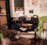 Craftuneed 1:6 Miniature Vintage Wooden Writing Desk Dollhouse Study Furniture with Drawers Black Wood Trestle Work Table For Dolls