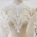 Ivory Embroidered Floral Lace Trim – Net Lace Border Fabric, Sewing Craft Supply, 6 Meters