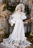 Craftuneed Edwardian Doll Dress with Bonnet for BJD Antique Vintage-Inspired Lace Grown Costume Fits For 1/6 1/4 1/3 Dolls