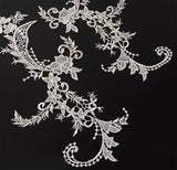 Ivory Floral Lace Applique Pair Bridal Lace Motifs Left Right Matching 20 Pairs (40pcs)