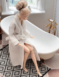 Craftuneed 1:6 Scale Doll White Bathrobe or 3-Piece Towel Set Miniature Dollhouse Spa Bathroom Accessories For Fashion Dolls