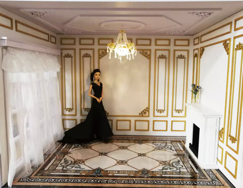Craftuneed 1:6 Scale Miniature Doll Faux Crystal chandelier Dollhouse Hanging Ceiling Lighting props