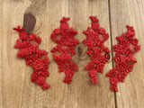 4pcs Red Floral Lace Appliques Embroidered Flower Lace Motif Patch on Tulle