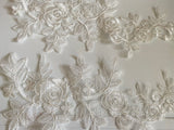 Craftuneed Bundle 7pcs ivory and white sew on lace applique embroidered floral tulle lace motif patch Mix lot