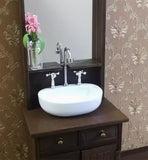 Craftuneed 1:6 Scale Doll Bathroom Sink Cabinet with Mirror Miniature Dollhouse Washstand with Basin furniture