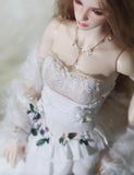 Craftuneed 1:6 Scale Doll Floral Petal Dress with Necklace and Sleeves Miniature Fashion Doll Gown Outfit Handmade