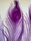 Craftuneed Bundle 7pcs Purple Peacock Feather hat mount Feather For Millinery DIY Art craft