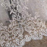 Ivory Beaded Lace Fabric by Meter – Embroidered Bridal Lace Tulle for Wedding DIY