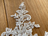 Ivory Sequin Floral Lace Trim Bridal Wedding Embroidered Lace Border 120cm Length