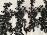 Craftuneed Job lot 8pcs black collar lace motif sew on black floral lace applique patch