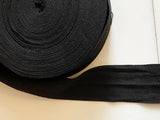 35 Metres Black Cotton Linen Blend Ribbon | 5cm Wide | Plain Fabric Trim | Sewing & Craft