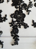 Craftuneed Bundle 6pcs black floral lace applique sew on embroidered lace motif patch