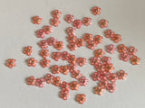 Bundle 61pcs Mini Acrylic Flower Embellishments Watermelon Pink 5-Petal Blossoms with Rhinestone Center for Crafts, Nail Art, DIY Projects