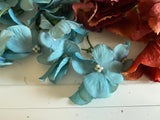 Craftuneed Bundle 34 bunches fabric floral petals sew on glue on hydrangeas flower petals green blue purple wine