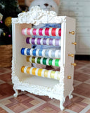 Craftuneed 1:6 Scale Miniature Ribbon Thread Rack Dollhouse Victorian Style Spool Organizer Sewing Room Furniture Prop Display