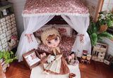 Craftuneed 1:6 Scale Dollhouse Victorian Pet Bed with Cushions Mattress Miniature Wooden Dog Cat Bed Furniture for Fashion Dolls Handmade