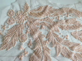 Craftuneed Bundle 2Pcs Luxury Light Blush Pink Sequin Lace Applique Beaded Floral Embroidered Patch for Dressmaking, Bridal, Dancewear