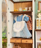 Craftuneed 1:6 scale Vintage Style Dollhouse Wardrobe Closet and Display Cabinet Miniature Doll Furniture Handmade