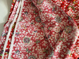 Craftuneed 3 Meters Red Japanese Sakura Cherry Blossom Butterfly Print Cotton Fabric for Dress Sewing diy