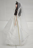Handmade Doll Wedding Dress with Veil and Crown Miniature 1:6 Scale Bridal Gown