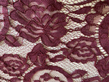 Craftuneed wine colour embroidered floral lace fabric sheet approx. 1 meter