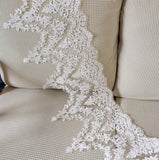 Ivory Embroidered Floral Lace Trim – Net Lace Border Fabric, Sewing Craft Supply, 6 Meters