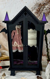 1:6 scale Dollhouse Gothic Wardrobe Handmade Miniature Wooden Cabinet Closet